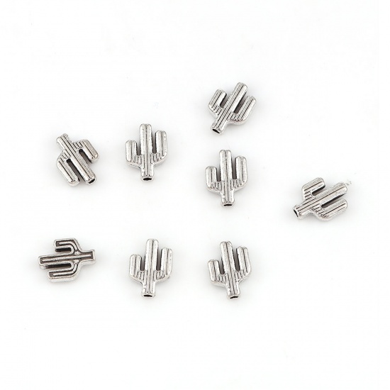 Spacer bead  Silver,  Cactus