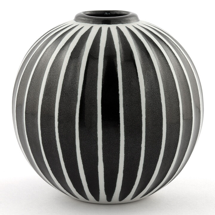 スティグ・リンドベリ　ドミノ(Domino)シリーズ  白黒の球形の花瓶  Vase 1954年 9cm (3)