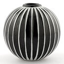 Stig Lindberg (Domino 1954) Black/White Spherical Vase with Linear Decor 9 cm (3)