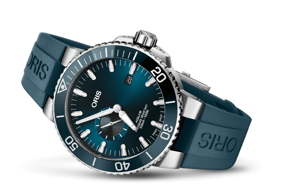Oris Aquis Small Second, Date 45,5 blå gummi band - 3