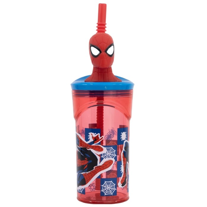 Spiderman Marvel Mugg med Sugrör 3D