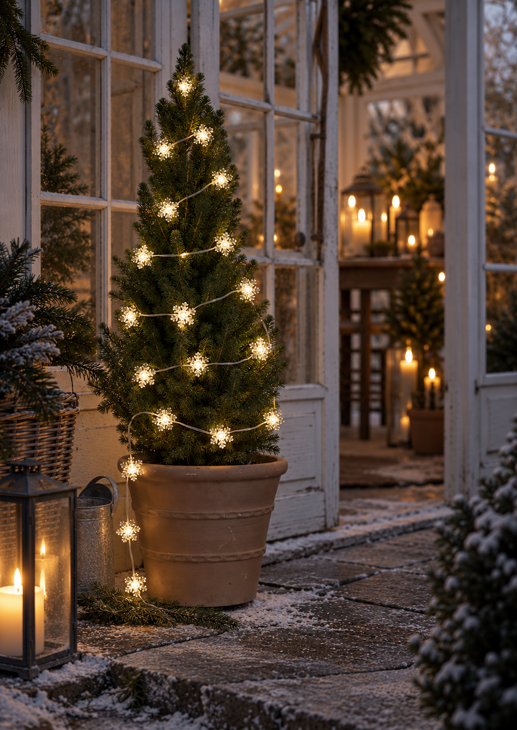 String lights Snowflakes - Snow stars - Battery-powered with timer - 200 cm