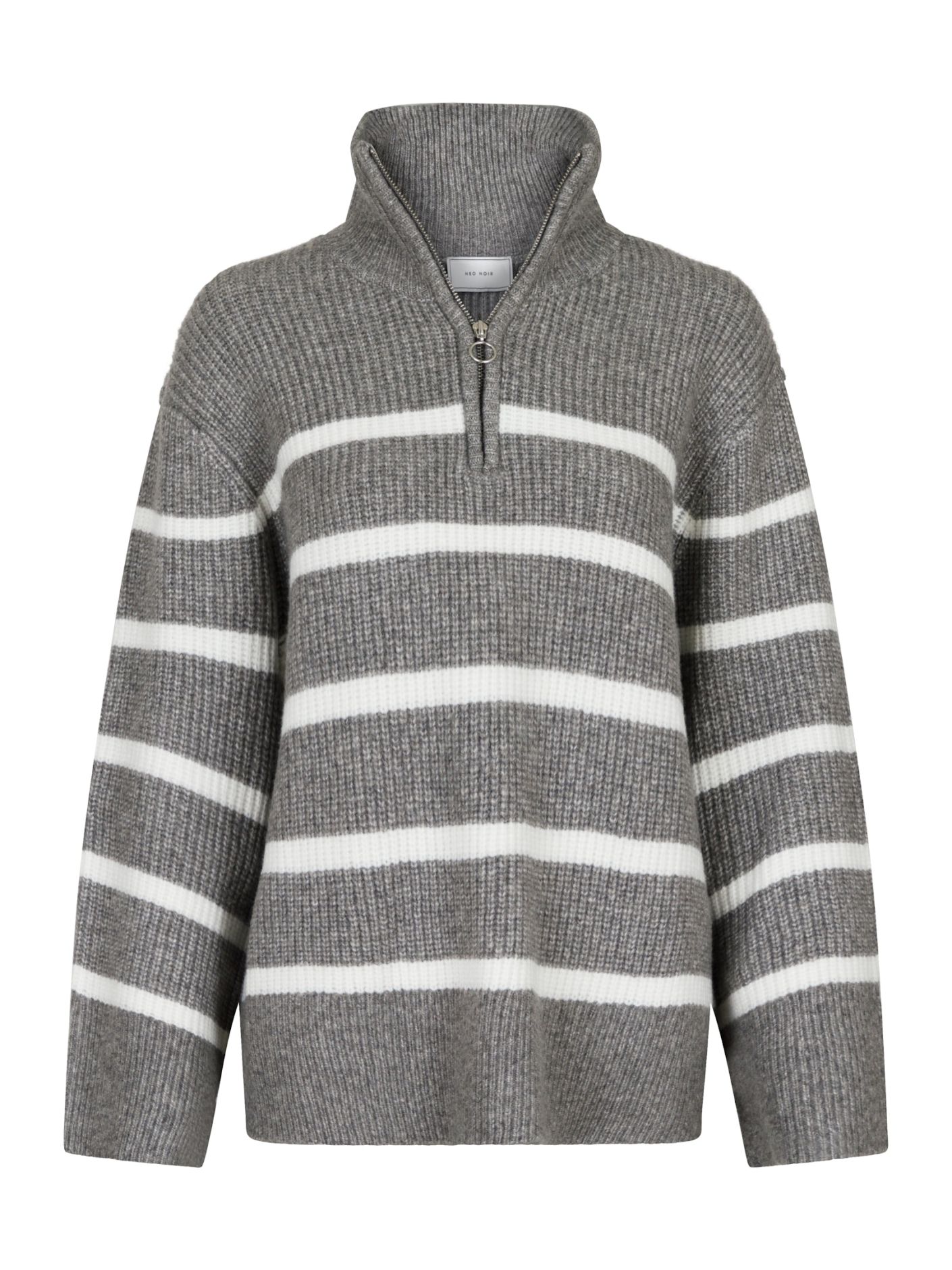 Neo Noir - Nevena Stripe Knit Blouse Grey - 5