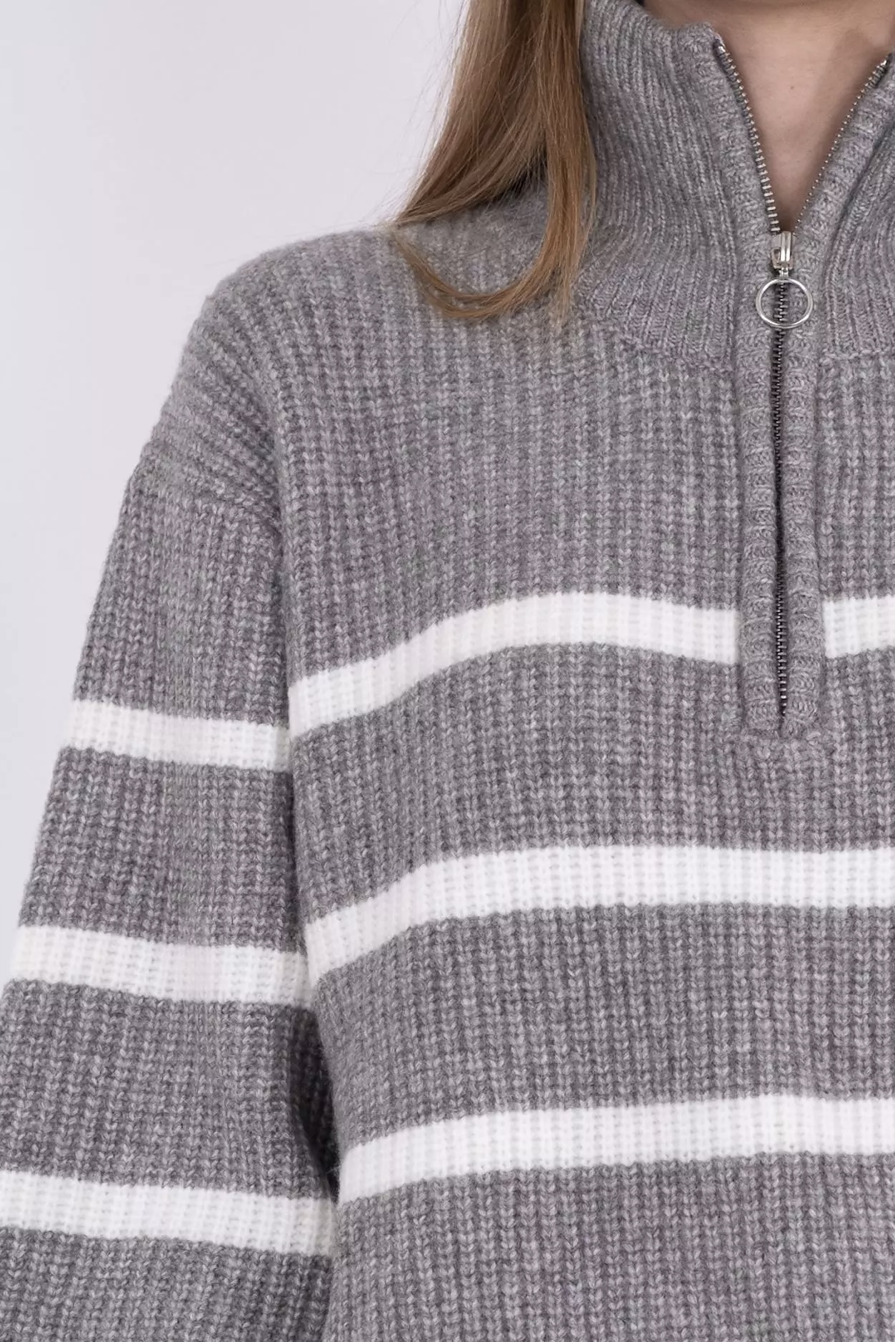 Neo Noir - Nevena Stripe Knit Blouse Grey - 4