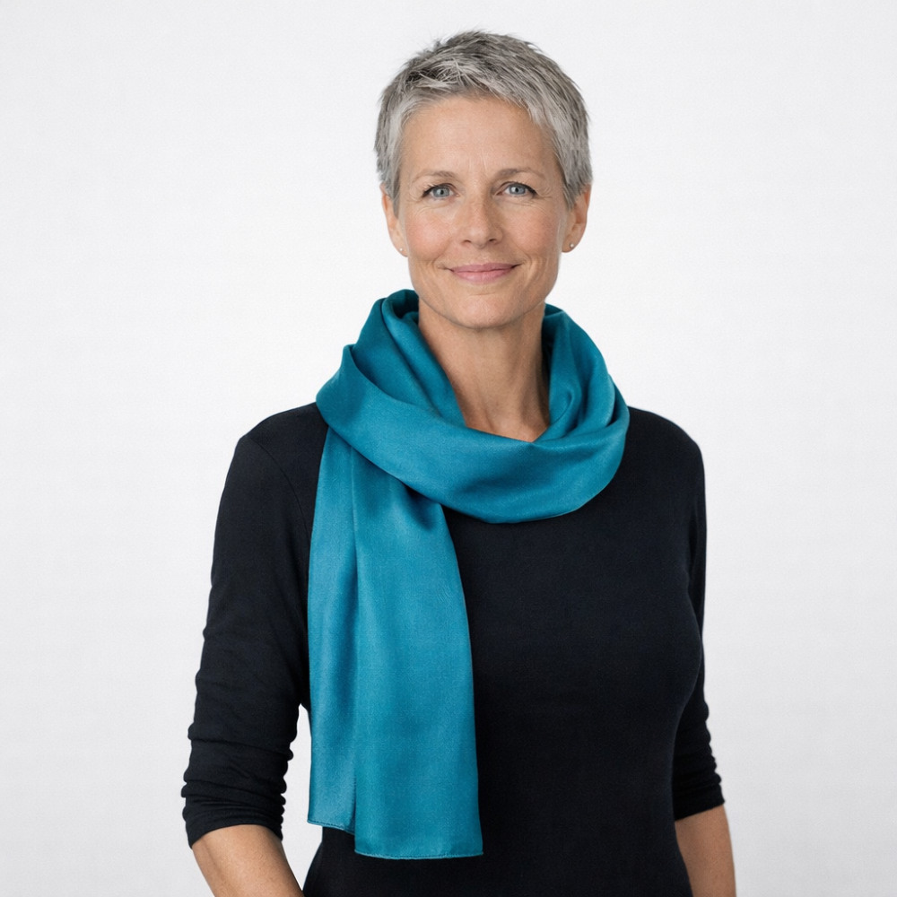 Petrolblå Sidenscarf Isa