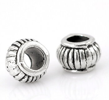 Spacer bead  old Silver,  Round stripes