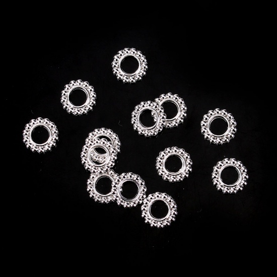 Mellandel/Connector i  silver,  Ring m kulor - 2