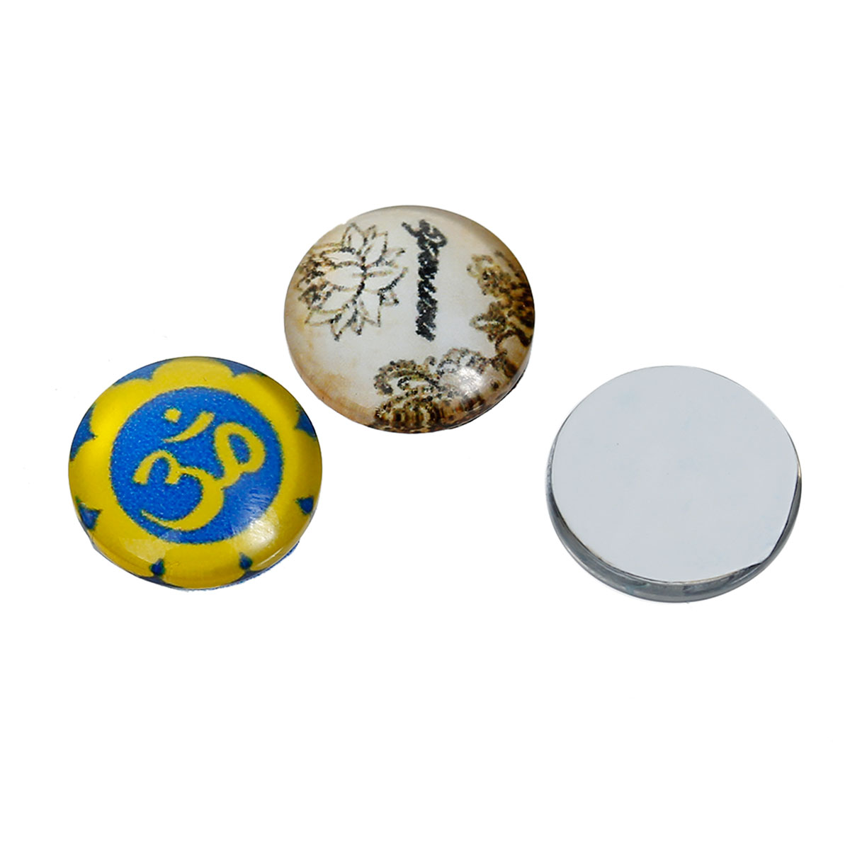 Cabochon in glass round 12mm ,  Yoga Healing - 2