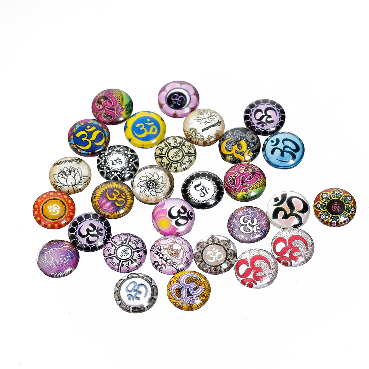 Cabochon in glass round 12mm ,  Yoga Healing