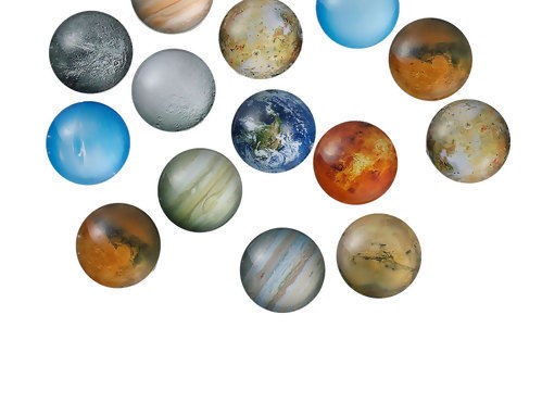 Cabochon i glas - Rund 20mm,  Miljö Universum