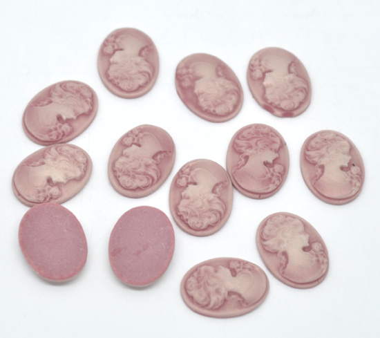 Cabochon in resin, LAdy pink 24mm - 2