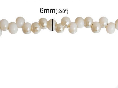 Round drop,   6mm white champagne - 2