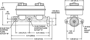 Wilwood 260-4893  Huvudcylinder tandem 1,1/16" - 2