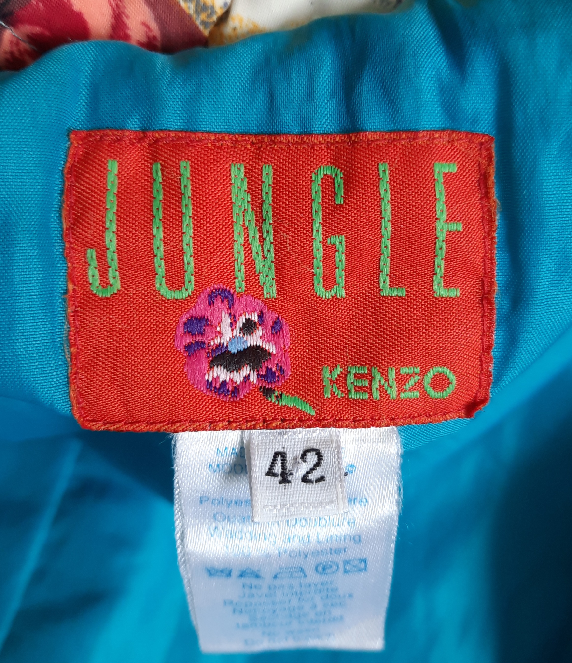 KENZO Jungle quiltad jacka med blommor och hästar storlek M Vintage - 5