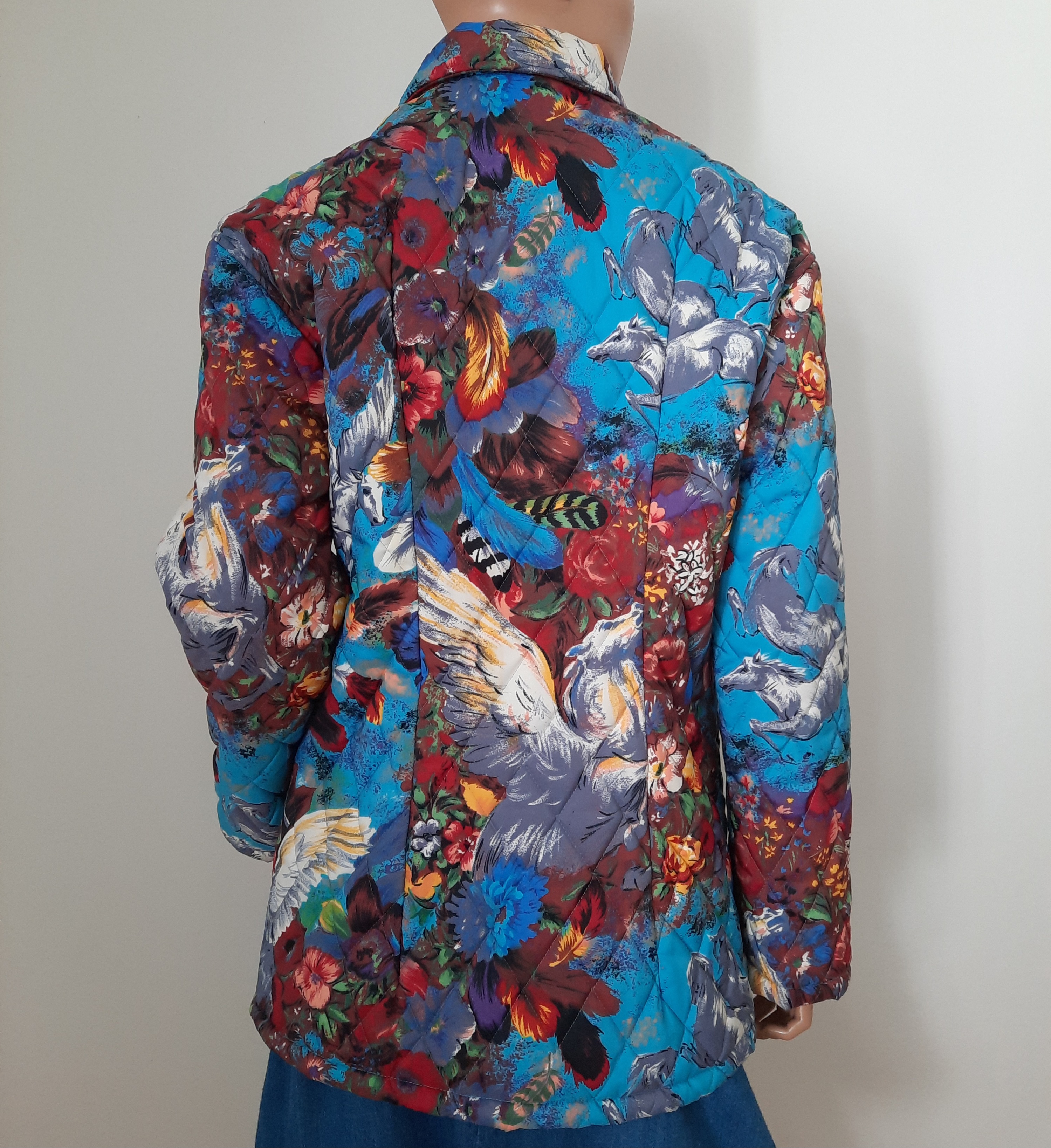KENZO Jungle quiltad jacka med blommor och hästar storlek M Vintage - 4