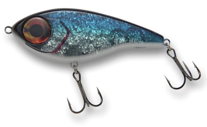 armada eyeswimmer 120mm 50g is a swimbait for large pike. incredibly easy to fish and can be fished shallow. blue silver