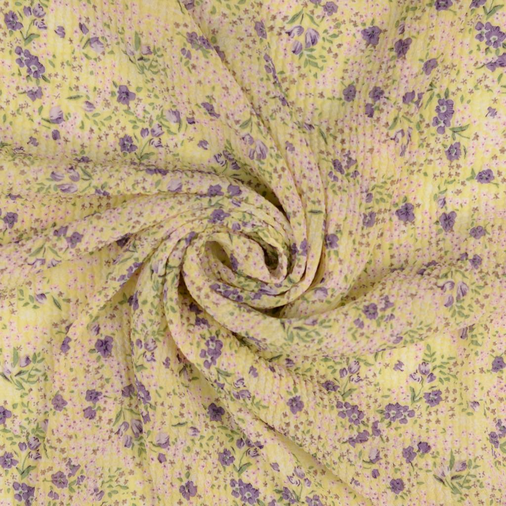 Plisserad Blommig Chiffong Gul - 2