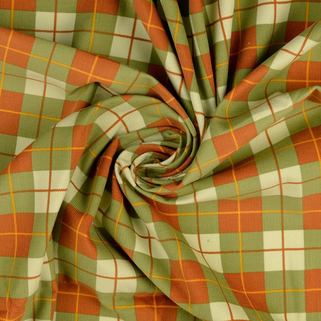Retro Rutig Baby Cord / Manchester Oliv
