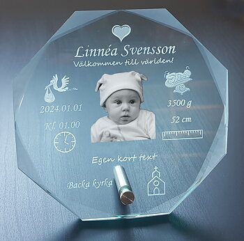 Baptismal gift with image in 2D (150x150x12mm)