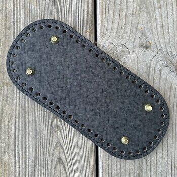 Oval väskbotten med fötter, 22x10 cm, svart