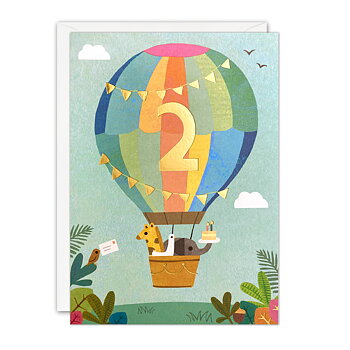Age 2 Balloon Acorns Card