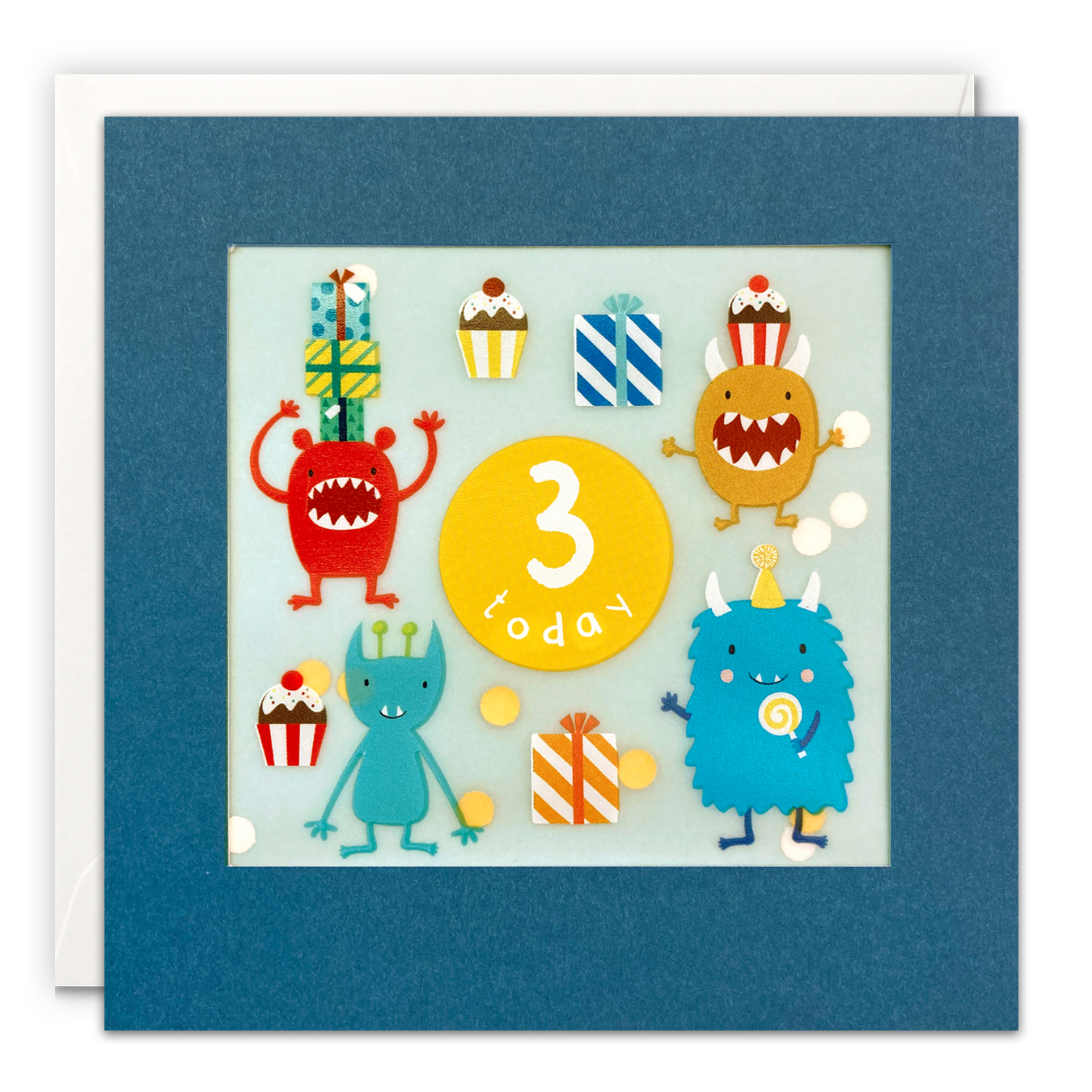 Age 3 Monsters Paper Shakies Card