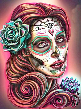 Skull Kvinna, Diamond Picture Diamond Painting