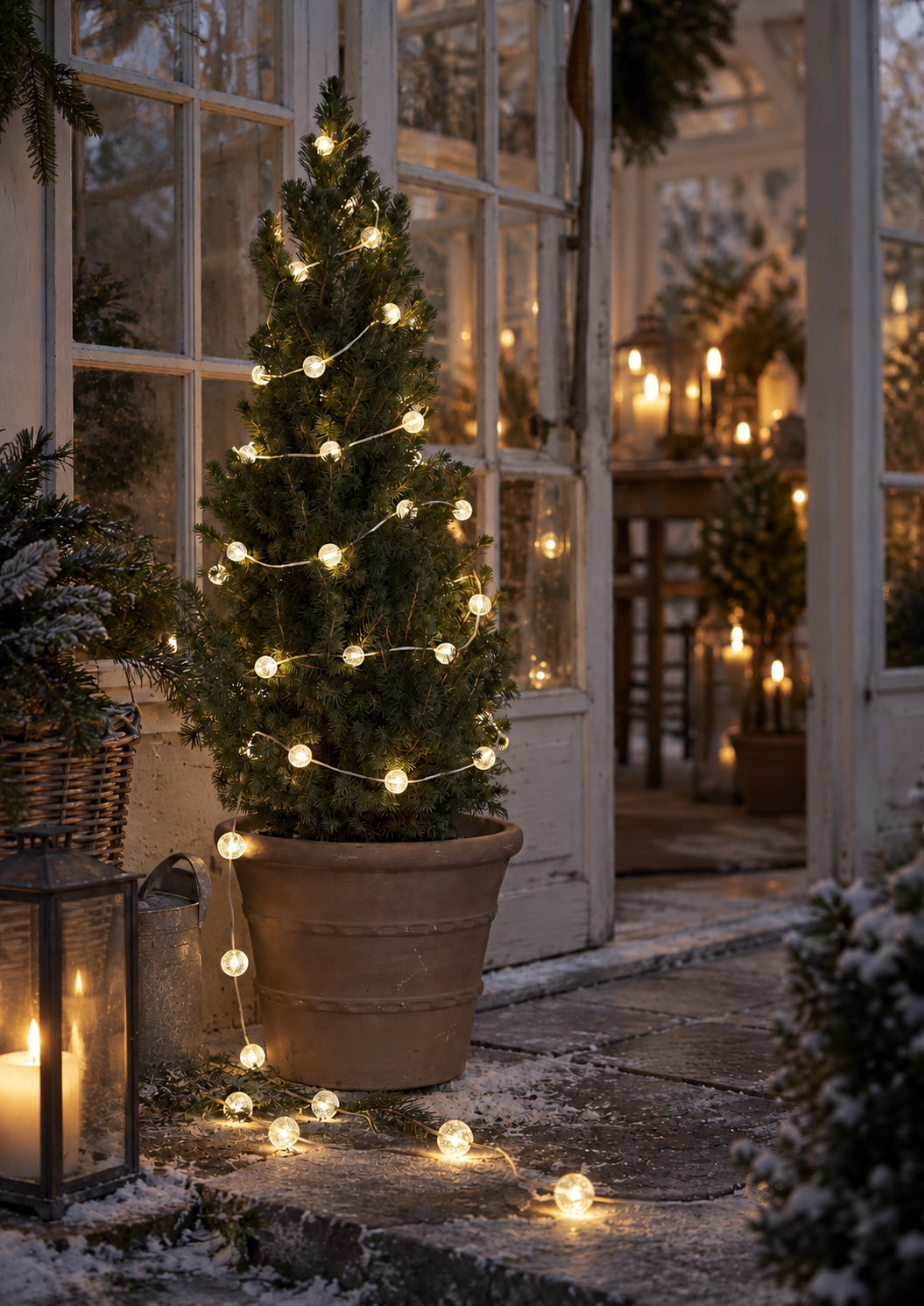 String lights with balls - Battery-powered with timer - 500 cm