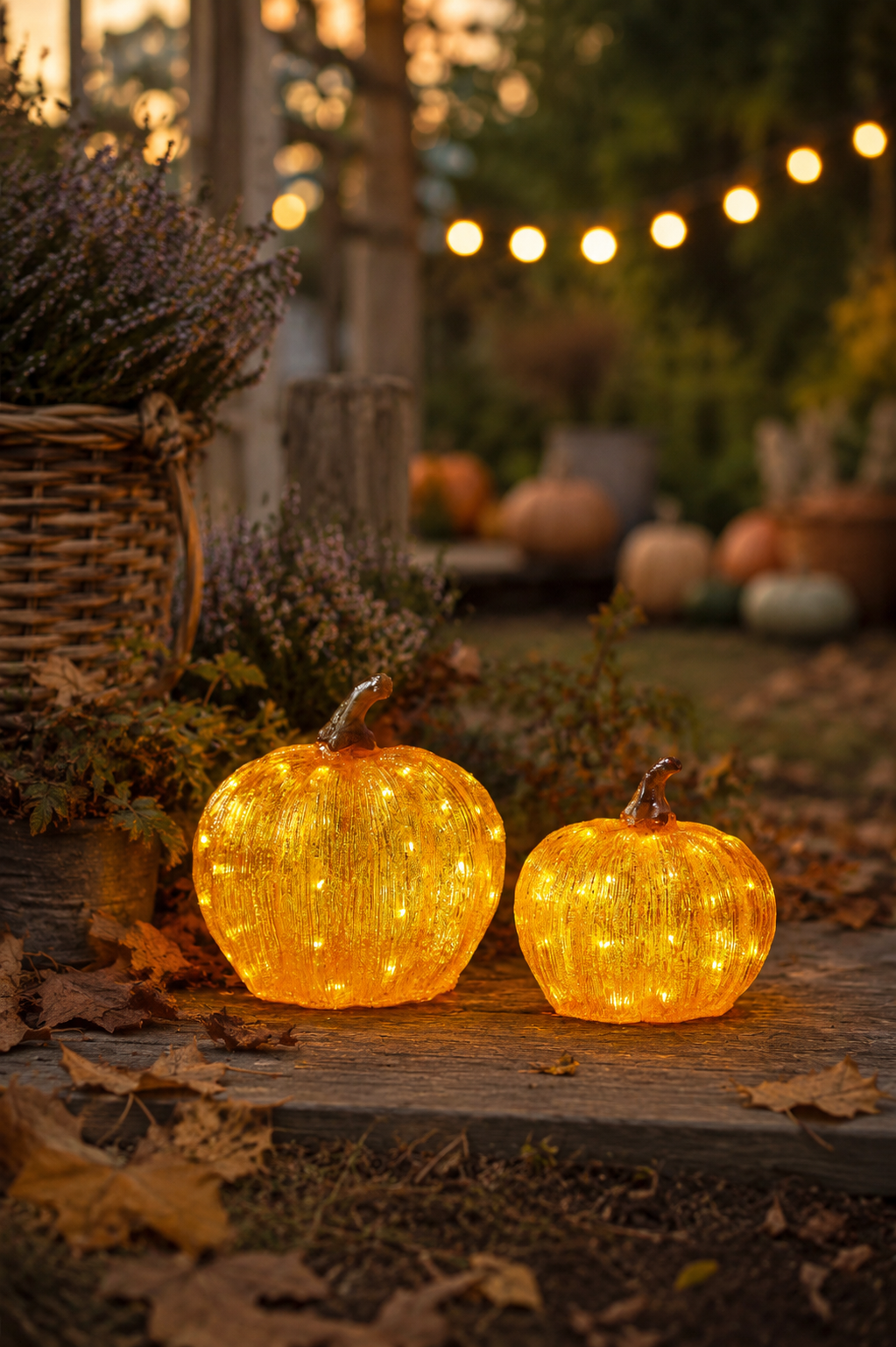 Outdoor decoration Pumpkin with string lights - Battery operated - 25x25 cm - 3