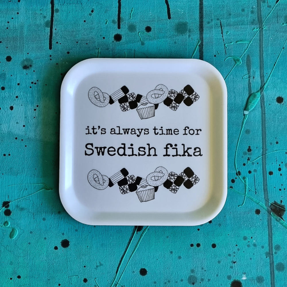 tray/cookie plate SWEDISH FIKA 20x20 cm