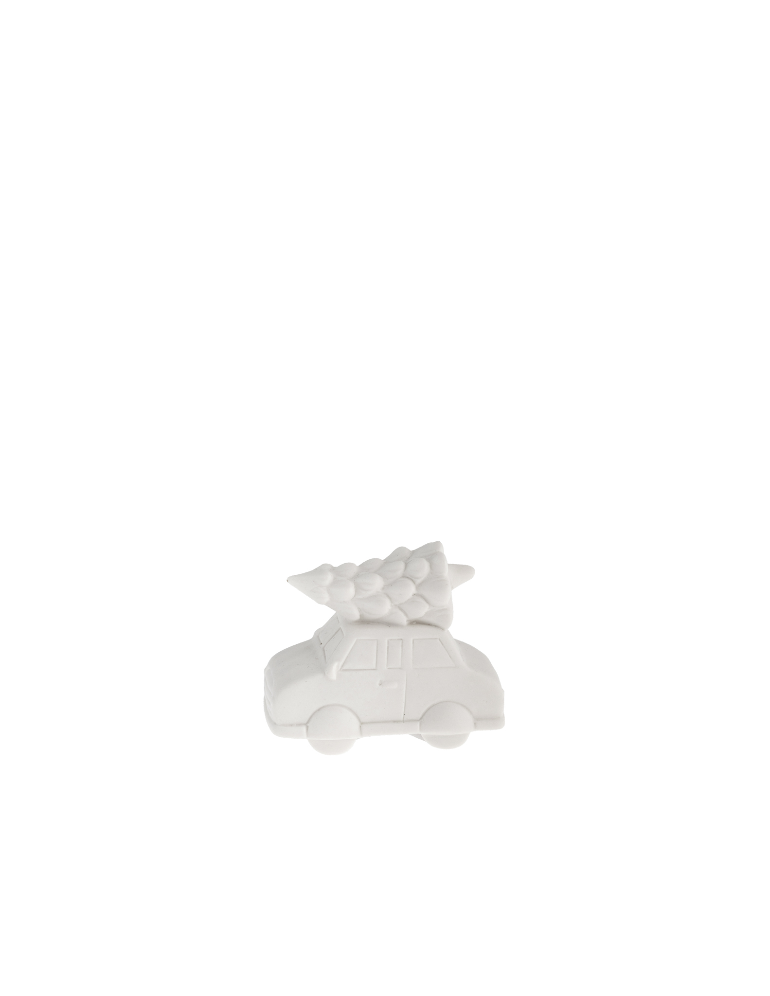 Hjulstad - Bil - Vit dekoration - Keramik - Vit - 8x4x6 cm - 5