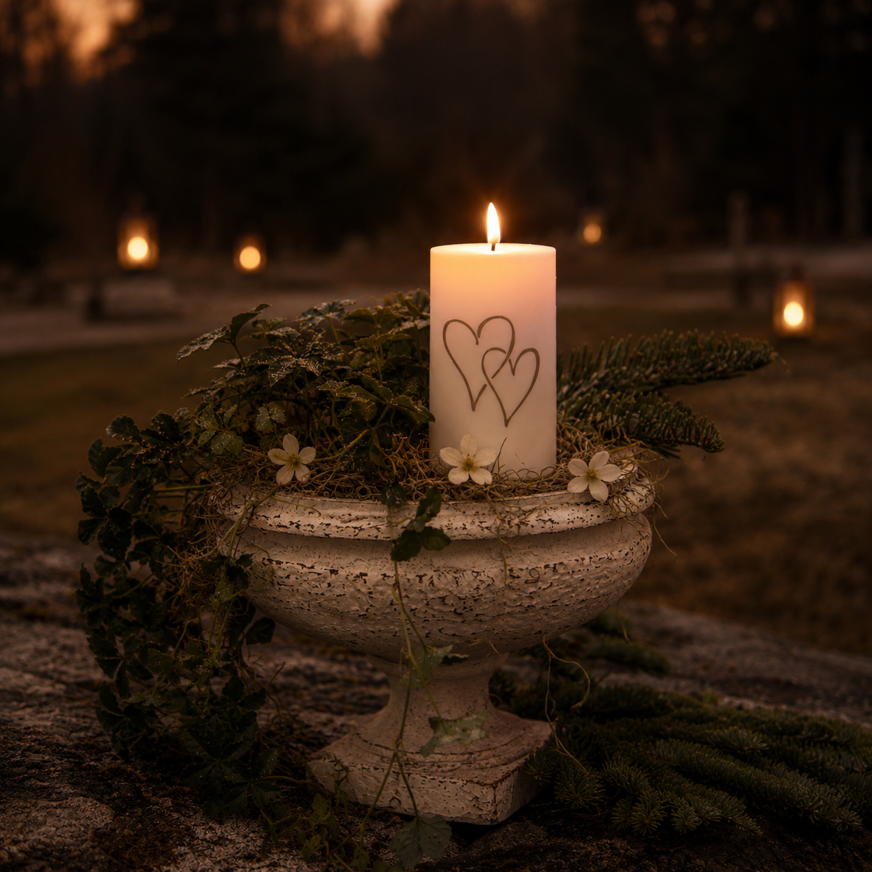 LED Blockljus med hjärtan - 14x7 cm - 2