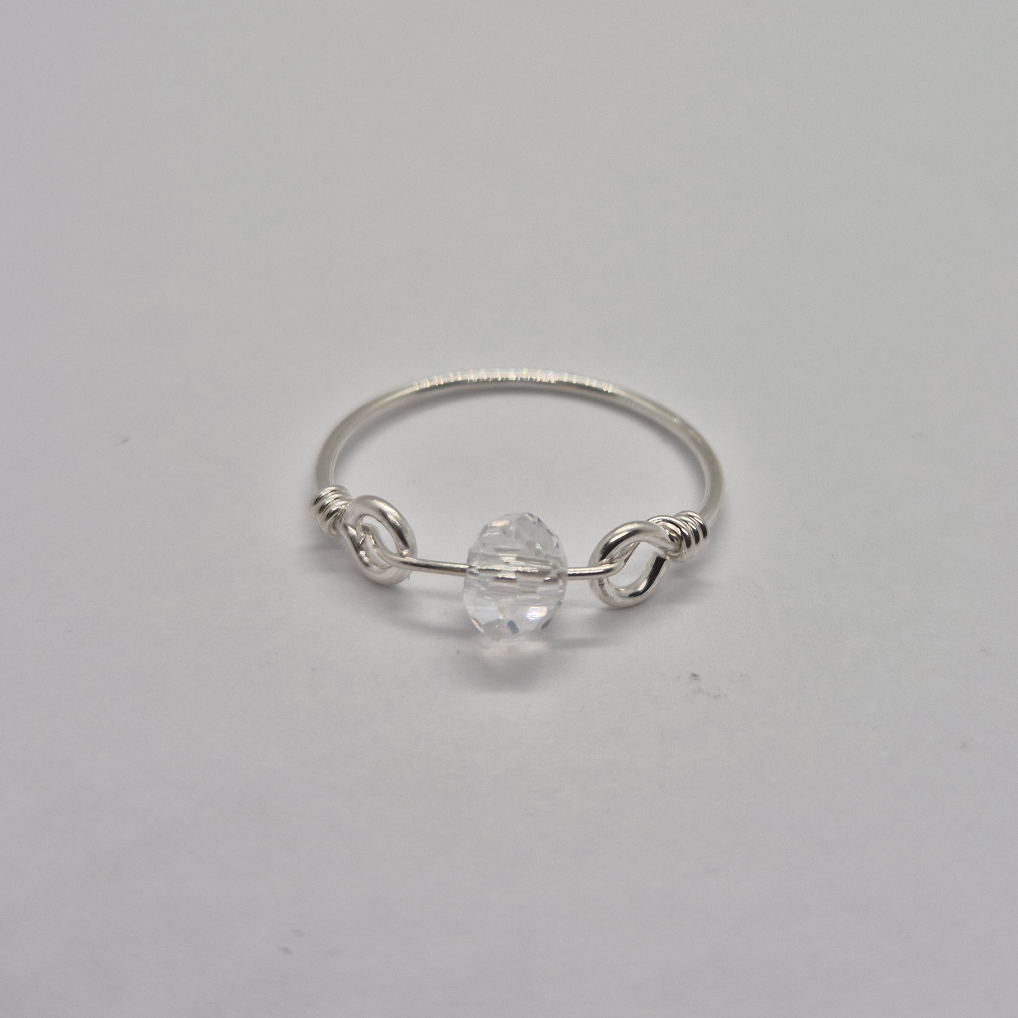 Trådring med kristall - 925 Sterling Silver  - 8