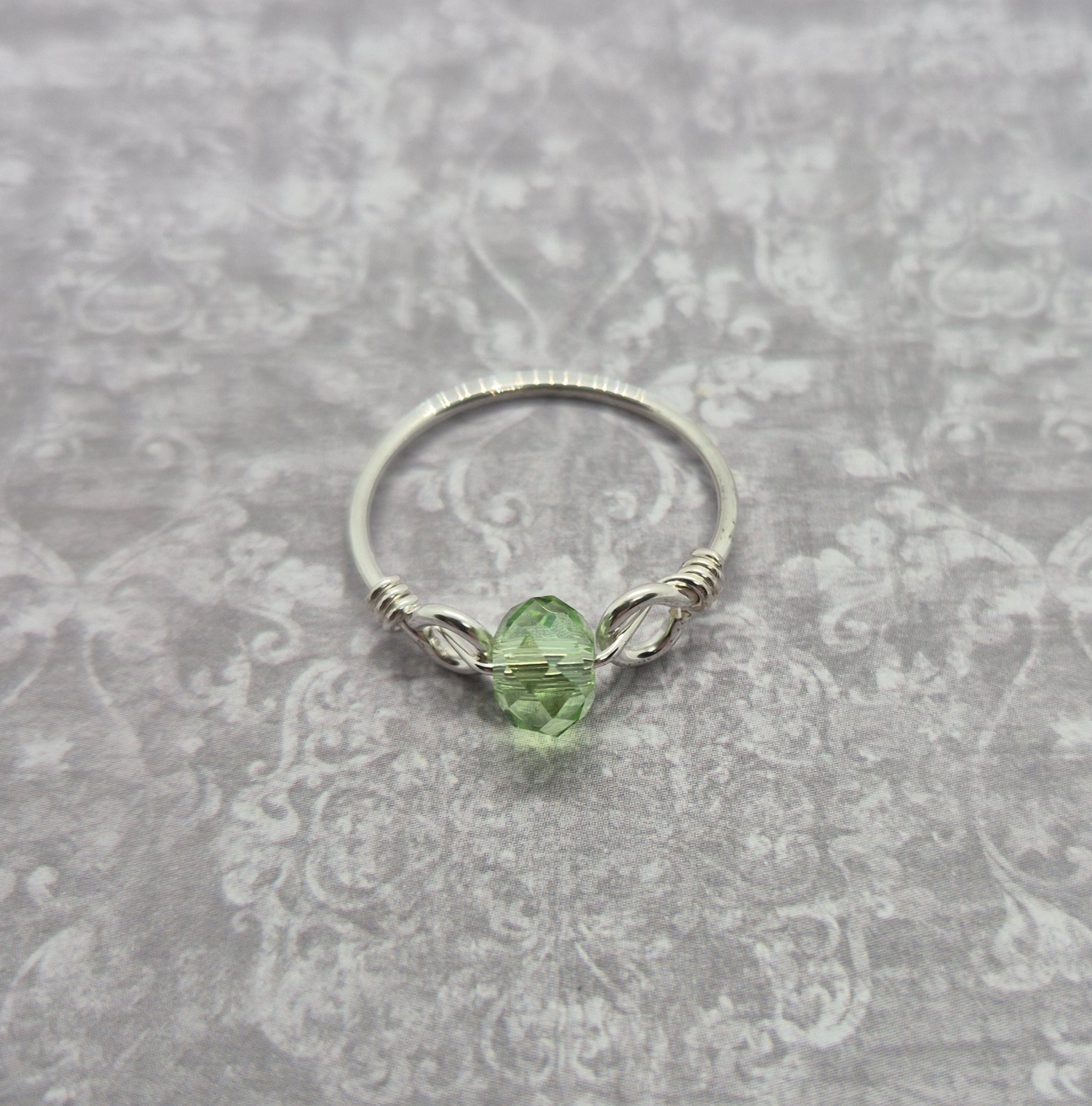 Trådring med kristall - 925 Sterling Silver  - 9