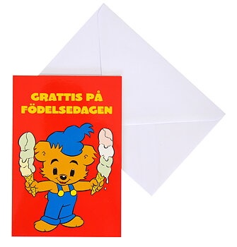 Gratulationskort med kuvert bamse