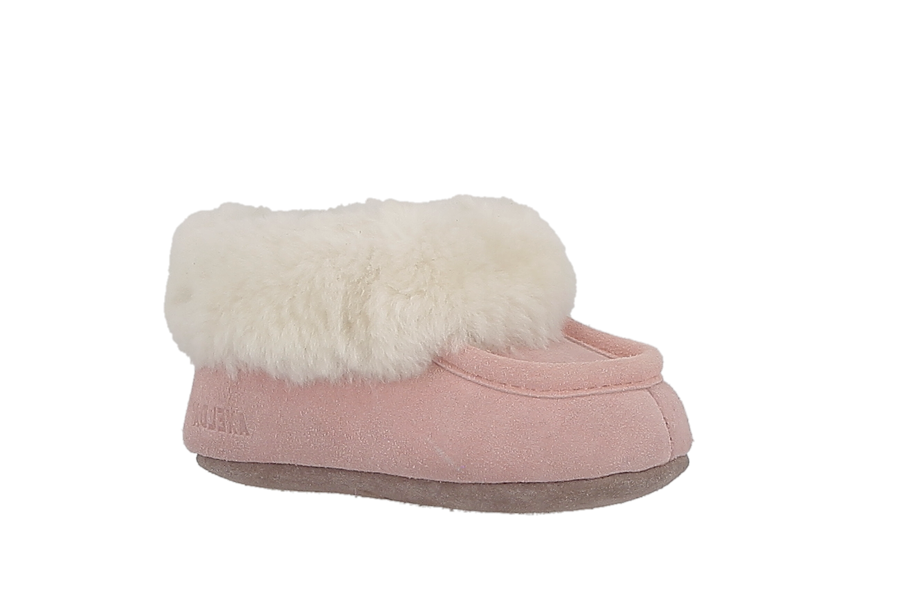 Fårskinnstofflor med lädersula rosa AXELDA Leeds Barn