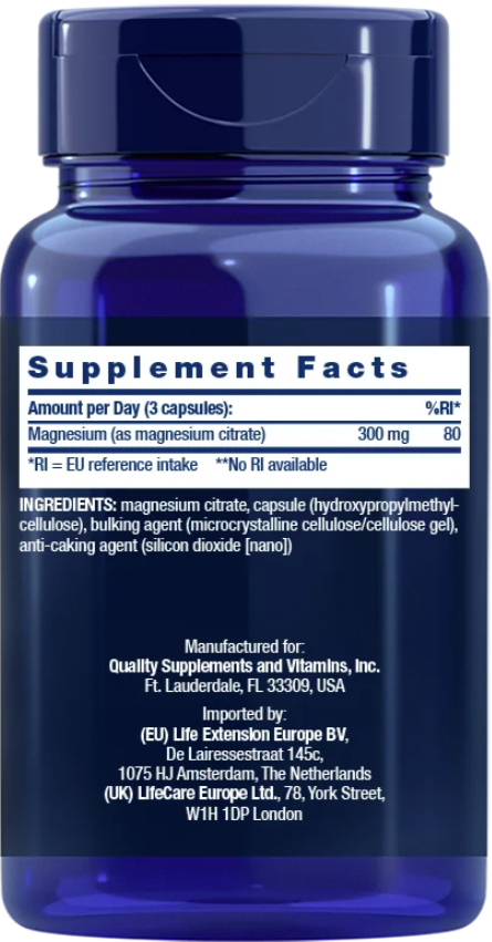 Life Extension Magnesium Citrate 100 mg – Lättupptagligt (100 kap) - 2