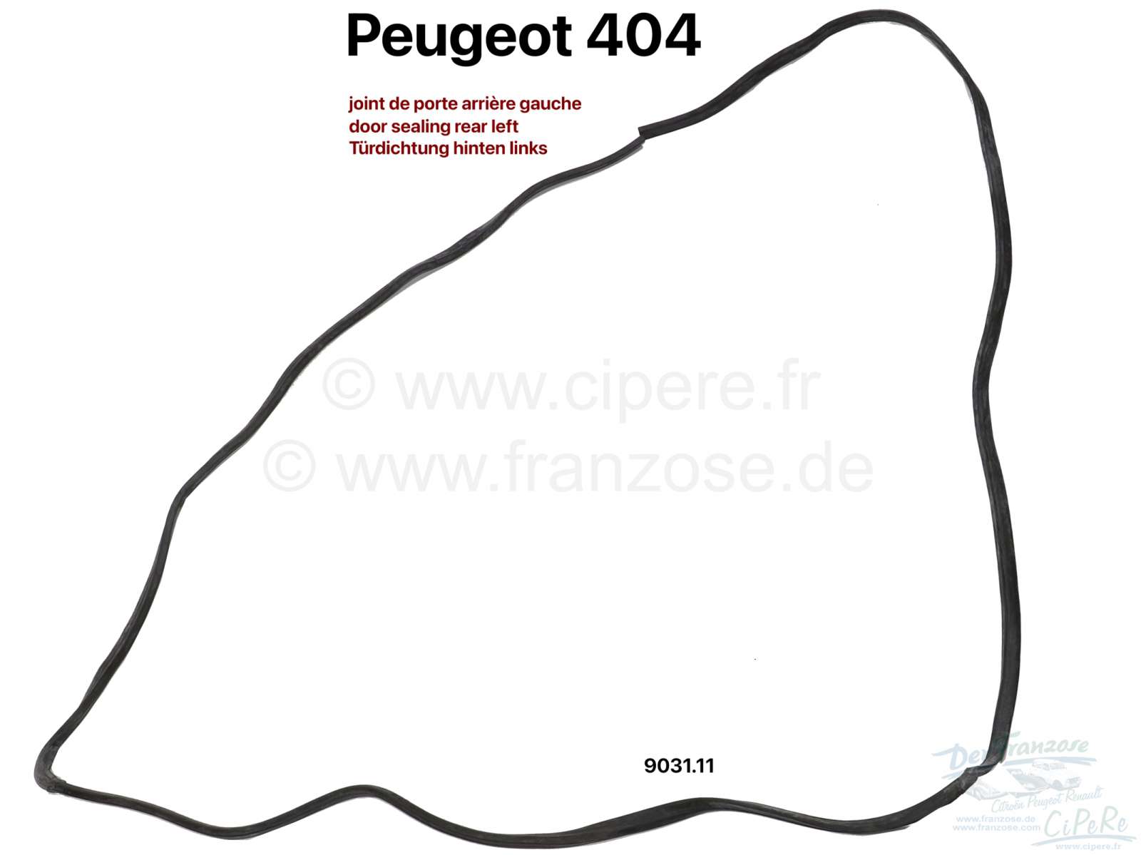 Dörrtätningslist vä bakdörr, Peugeot 404