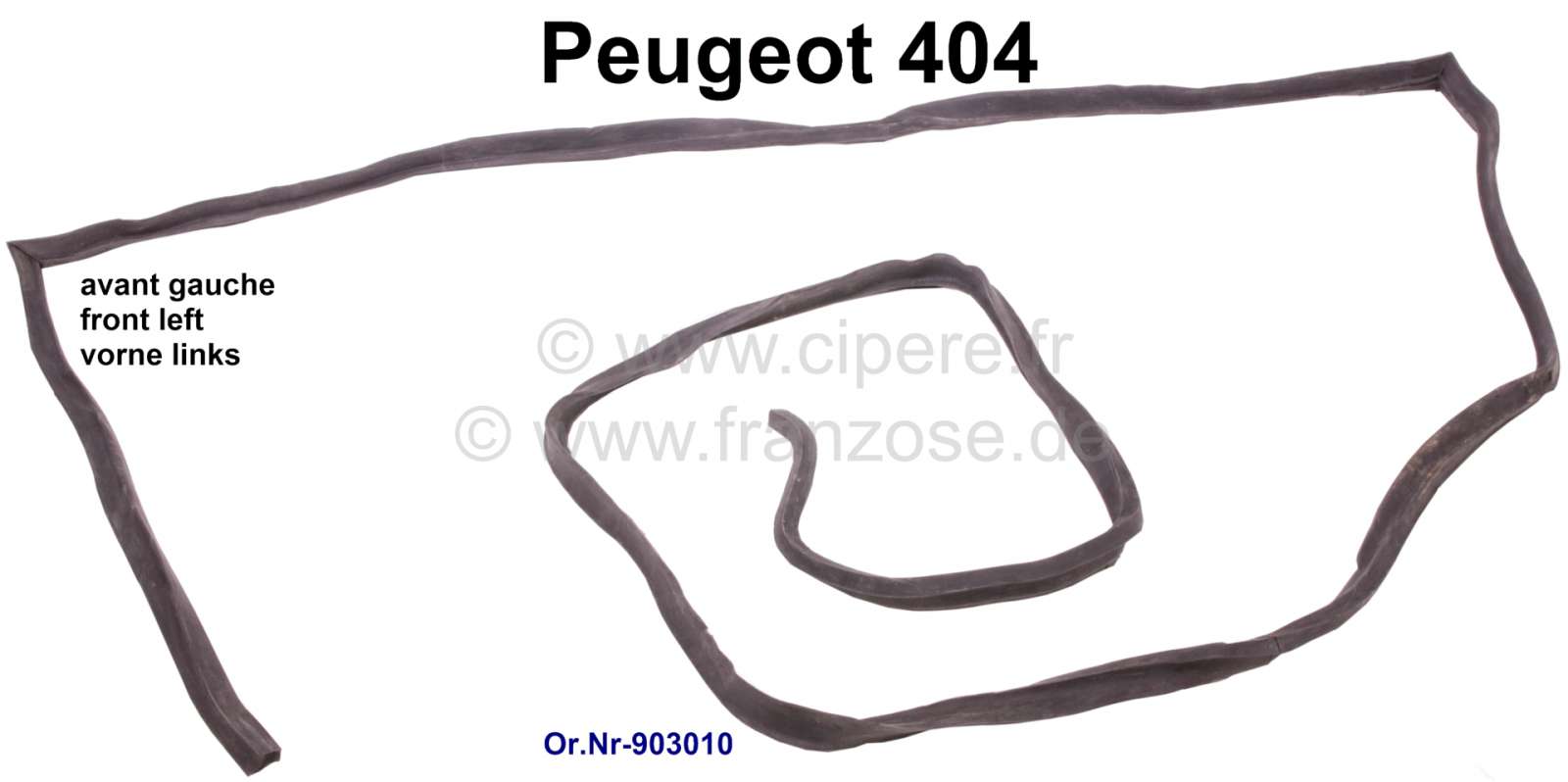 Dörrtätningslist vä framdörr, Peugeot 404