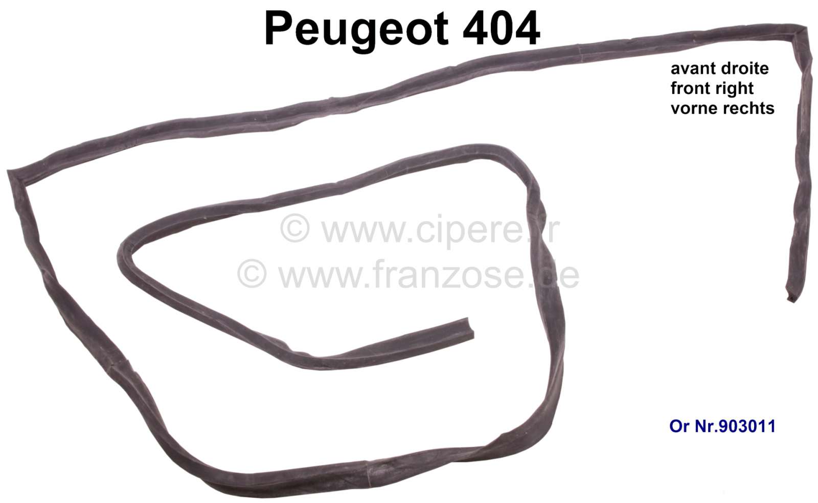 Dörrtätningslist hö framdörr, Peugeot 404