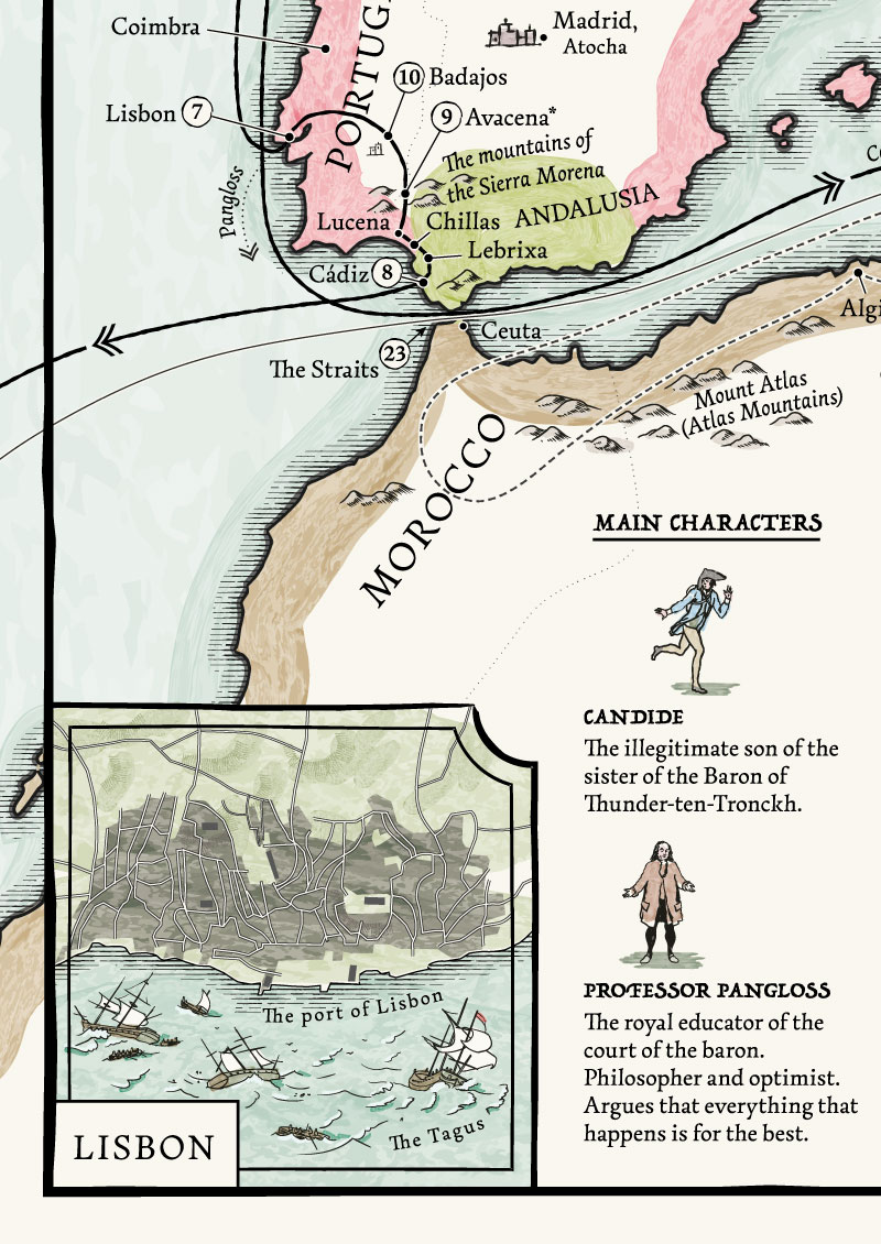 Literary Maps : Voltaire Candide - Litterär karta för din läsning! - 2