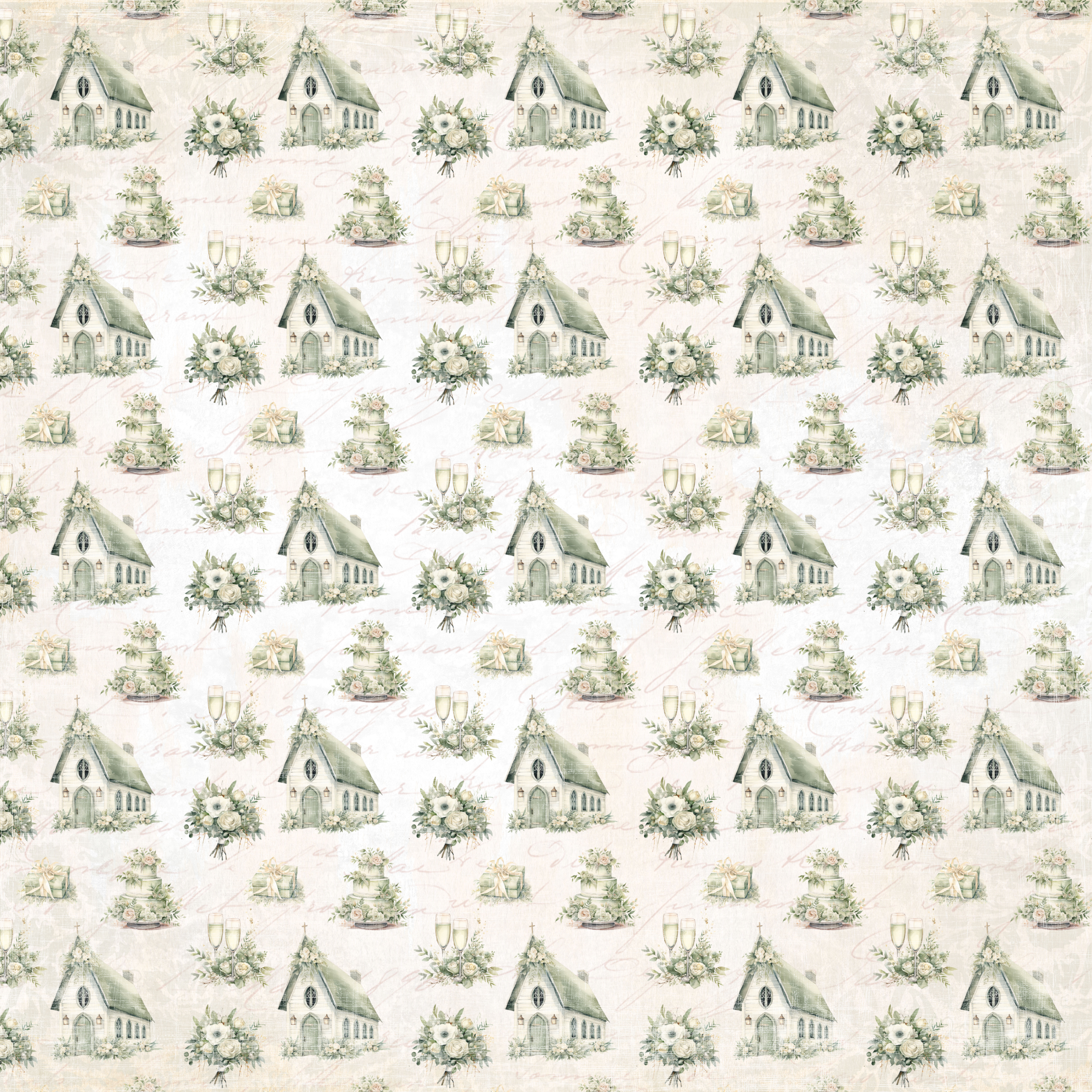 Papper Scrapbooking  Reprint - Wedding Collection   - Church -  12x12 (30,5 x 30,5 cm)