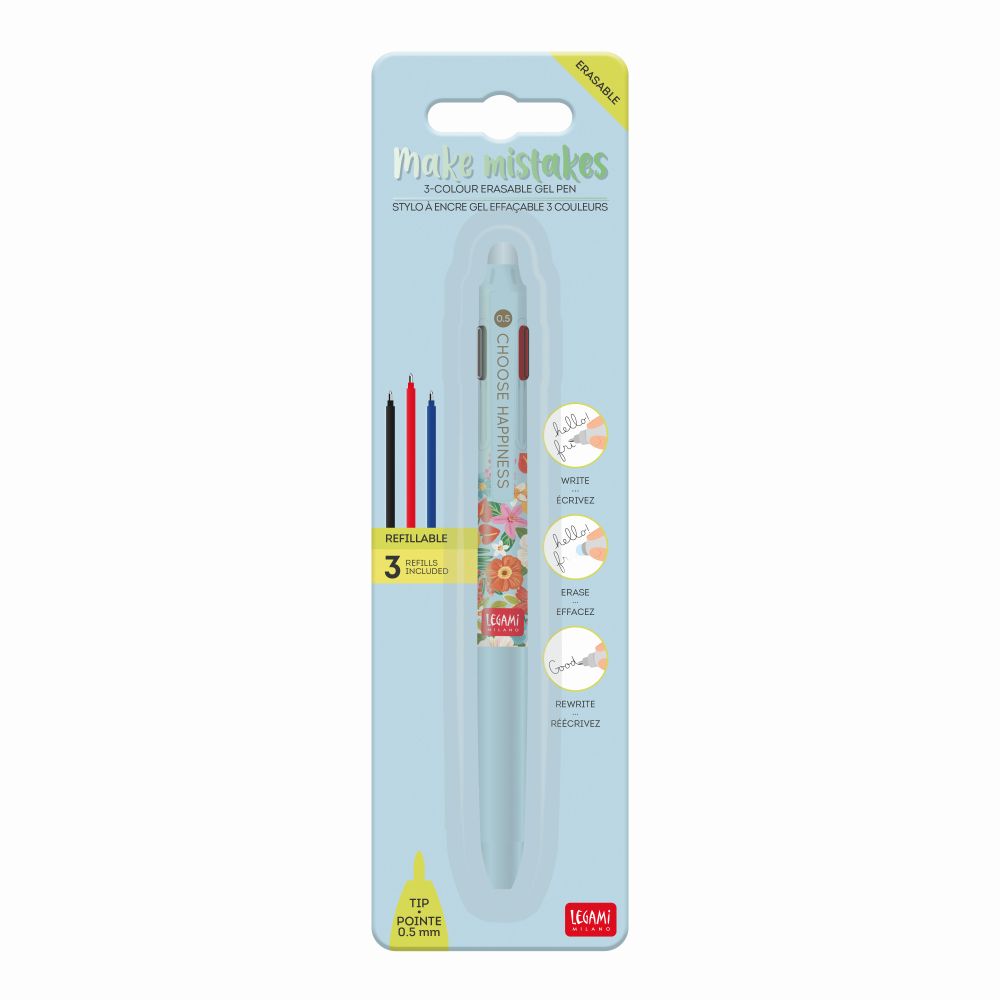 Erasable gel pen 3in1, Flowers, gelpen med blæk der kan viskes ud KIDEK
