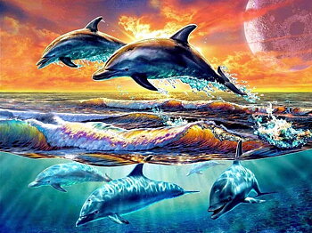 Lekfulla Delfiner, Diamond Picture Diamond Painting
