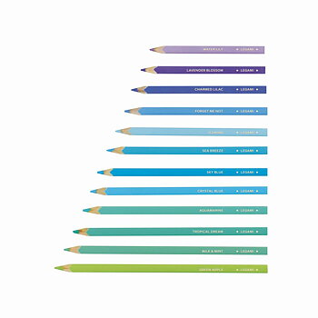 Colour pencil set, Live Colourfully - Cyan, set med 12 blyertspennor