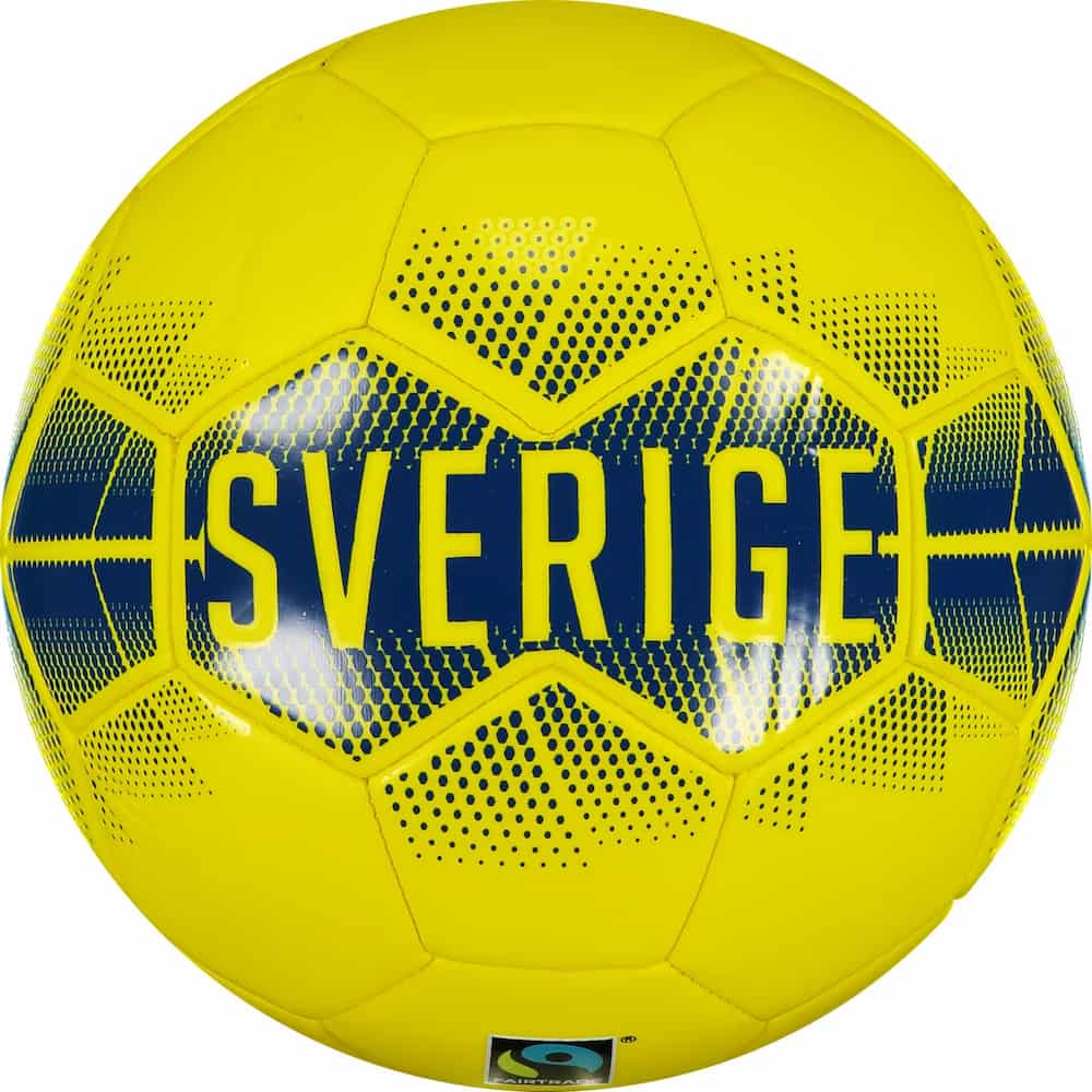 Gul fodbold med tekst Sverige
