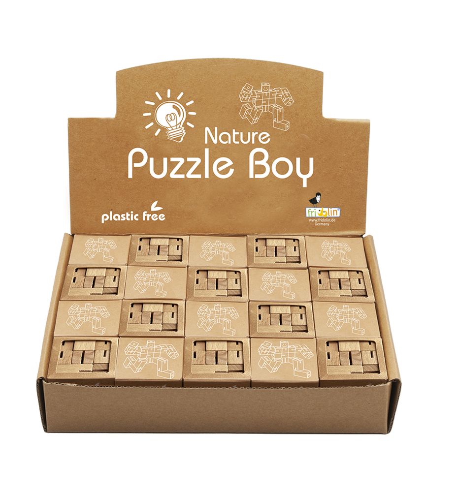 Puzzle Boy, naturfärgade, Eko, Bordsdisplay med 20 st.