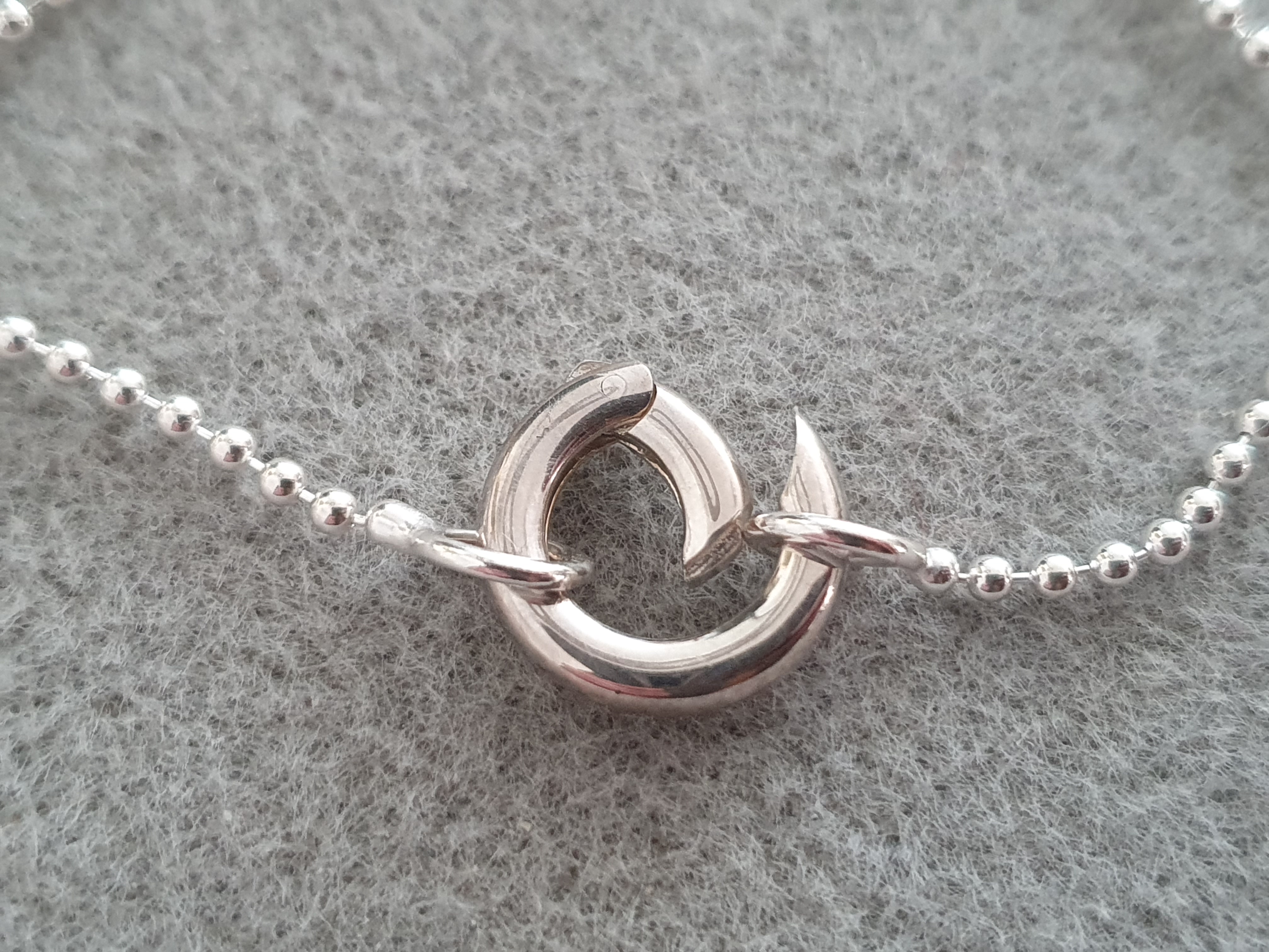 Ball chain 45 cm ( 2.0 mm ) with counter rings and lock ring 15mm, 925-silver - 2