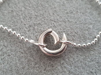 Ball chain 45 cm ( 2.0 mm ) with counter rings and lock ring 15mm, 925-silver