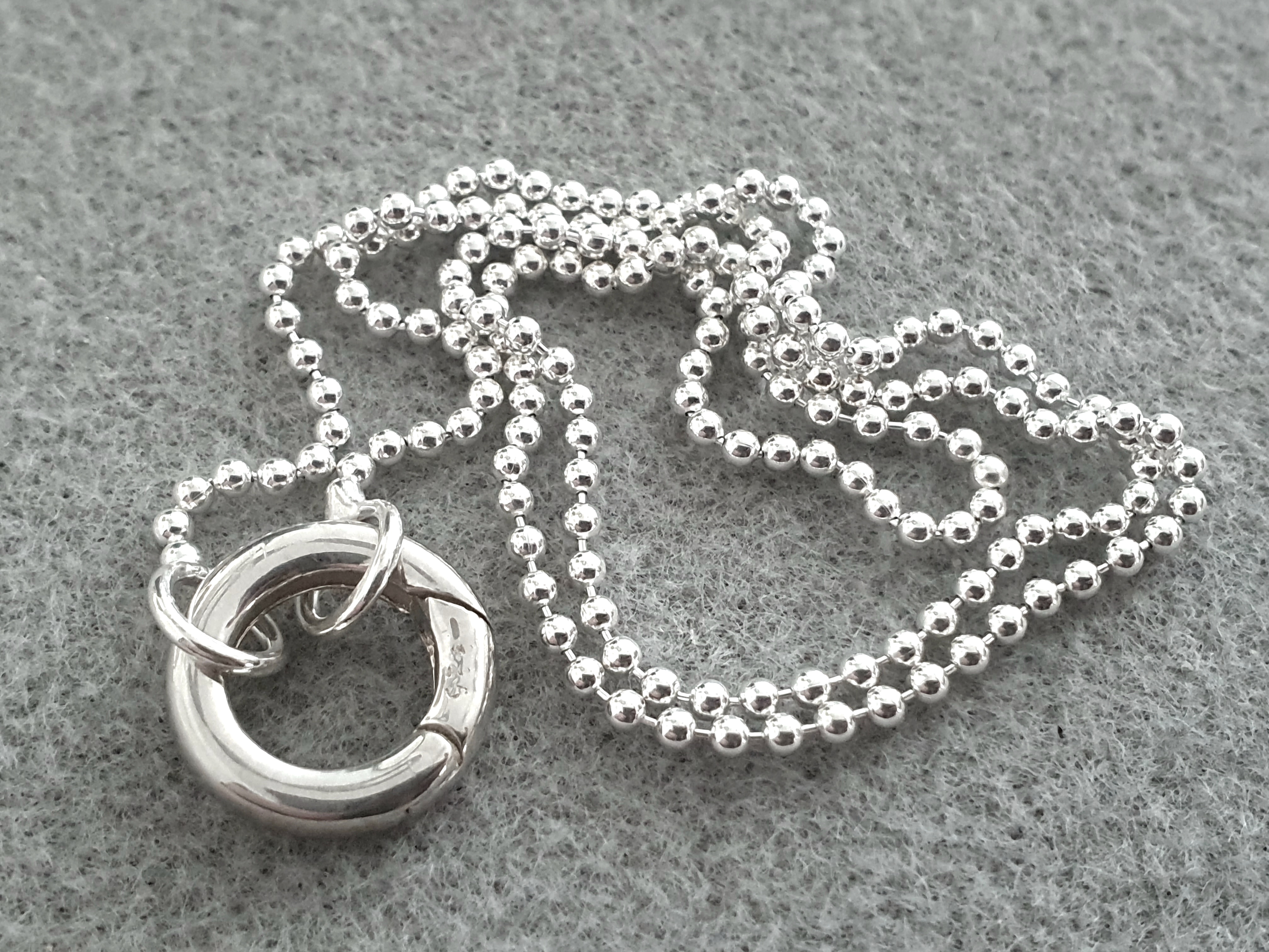 Ball chain 45 cm ( 2.0 mm ) with counter rings and lock ring 15mm, 925-silver